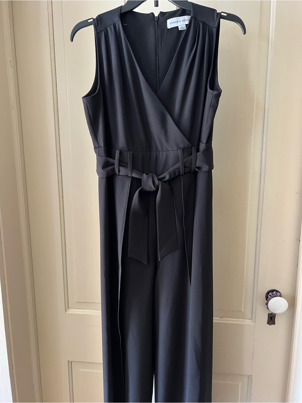 Emma & Michele Black Sleeveless Belted Jumpsuit